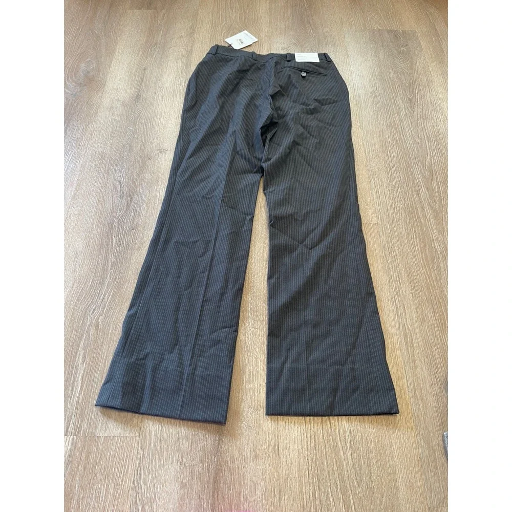 Calvin Klein Womens Pinstripe Modern Fit Wide Leg Dress Pants Grey Size 0 NWT